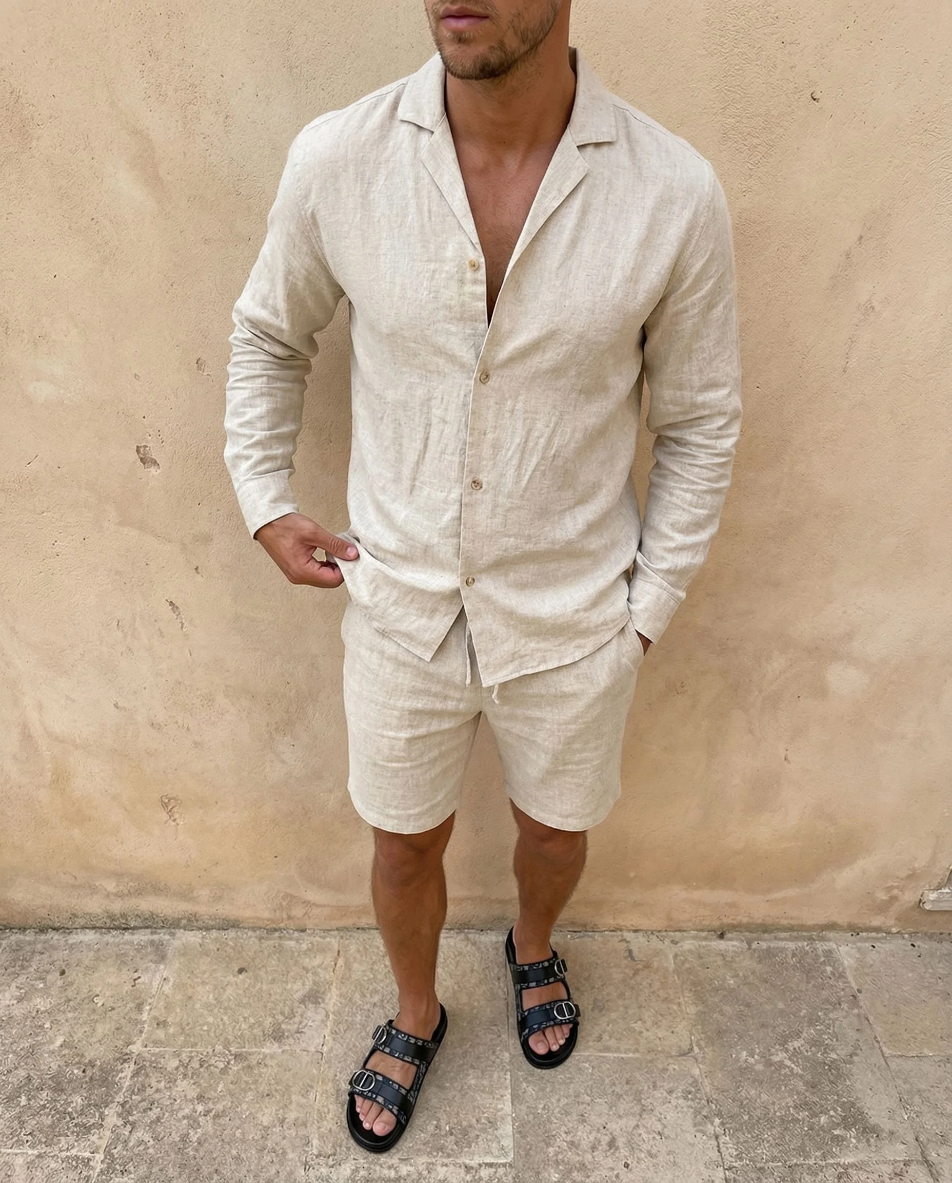 Oatmeal Linen Shorts - Image 5